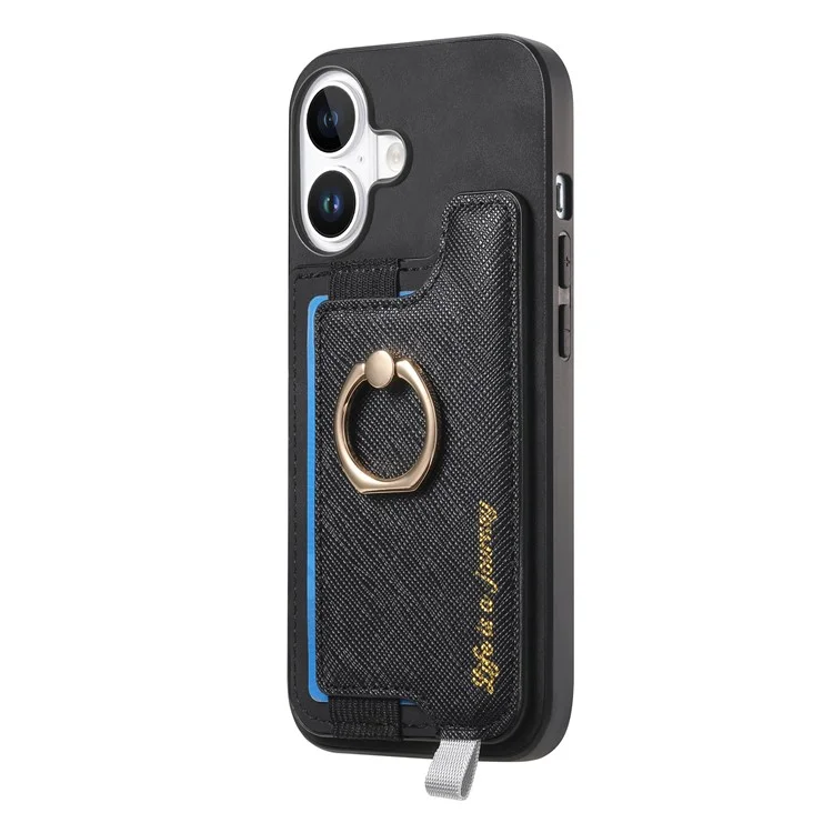 B5 Per Iphone 16 Caso 2 in 1 Porta di Carta Staccabile Magnetica in Pelle+copertina Telefonica Tpu - Nero