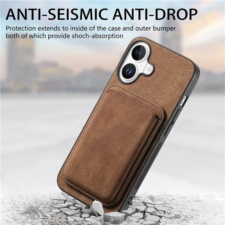 For iPhone 16 Plus Case Compatible with MagSafe Leather Back Cover with Detachable Card Holder - Blue