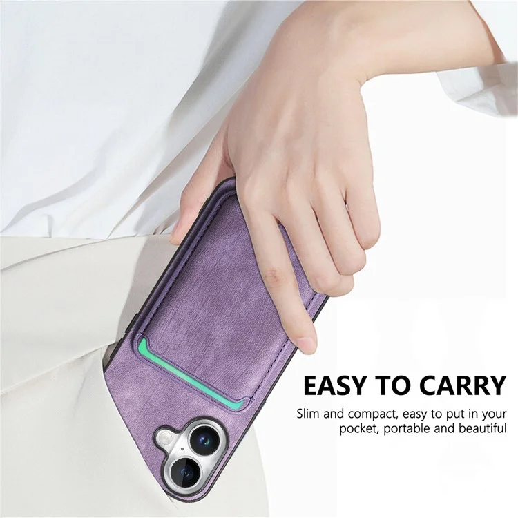 For iPhone 16 Plus Case Compatible with MagSafe Leather Back Cover with Detachable Card Holder - Blue