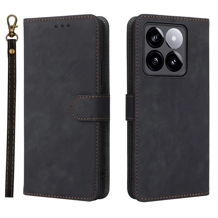 For Xiaomi 14T Wallet Case RFID Blocking PU Leather Cover Stand View - Black