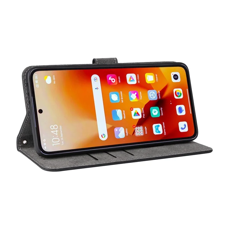 For Xiaomi 14T Wallet Case RFID Blocking PU Leather Cover Stand View - Black