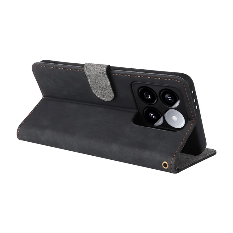 For Xiaomi 14T Wallet Case RFID Blocking PU Leather Cover Stand View - Black