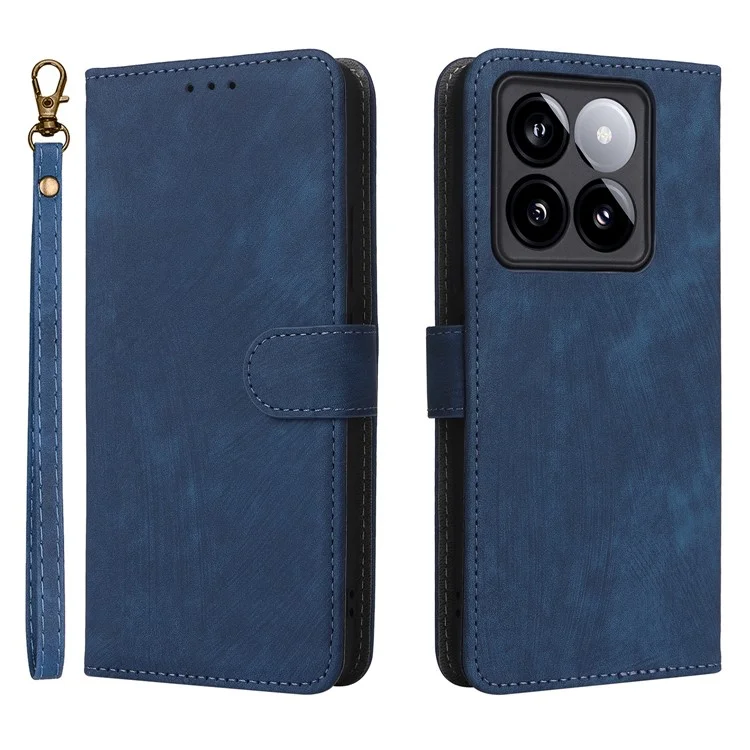 For Xiaomi 14T Pro Wallet Case RFID Blocking PU Leather Cover Stand View - Blue