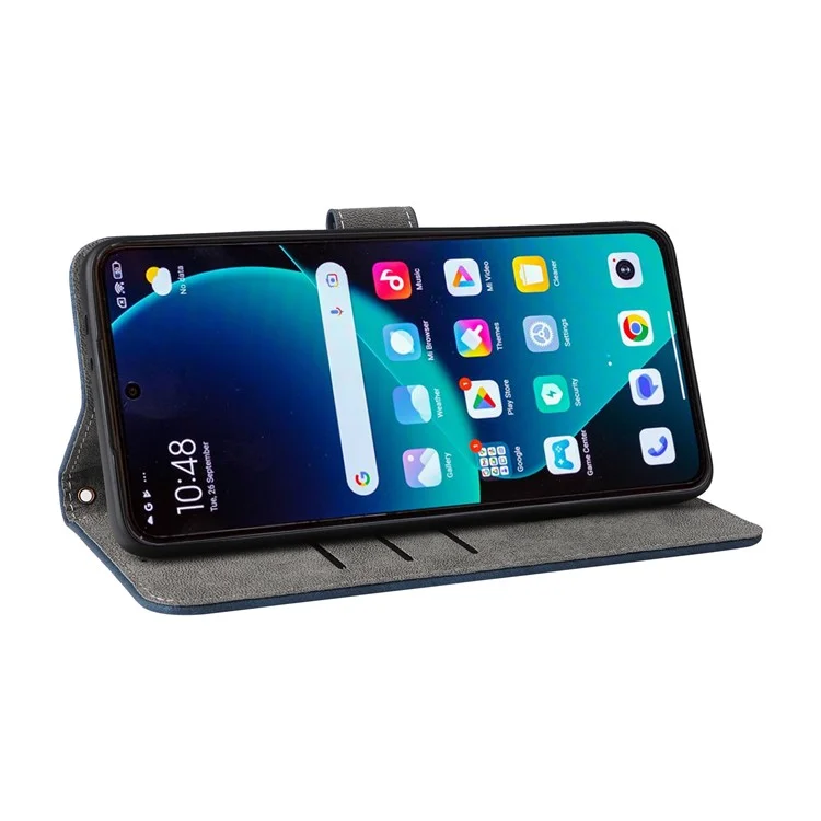 For Xiaomi 14T Pro Wallet Case RFID Blocking PU Leather Cover Stand View - Blue