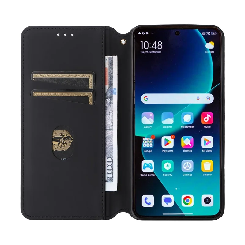 Para Xiaomi 14T Pro Wallet Case Rhombus Impresión de Cuero Tapa de Cuero - Marrón