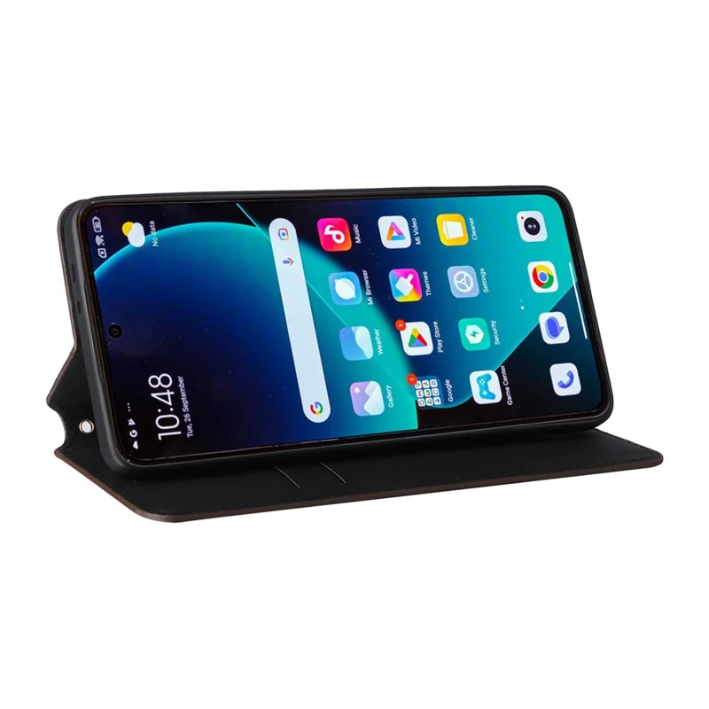 Para Xiaomi 14T Pro Wallet Case Rhombus Impresión de Cuero Tapa de Cuero - Marrón