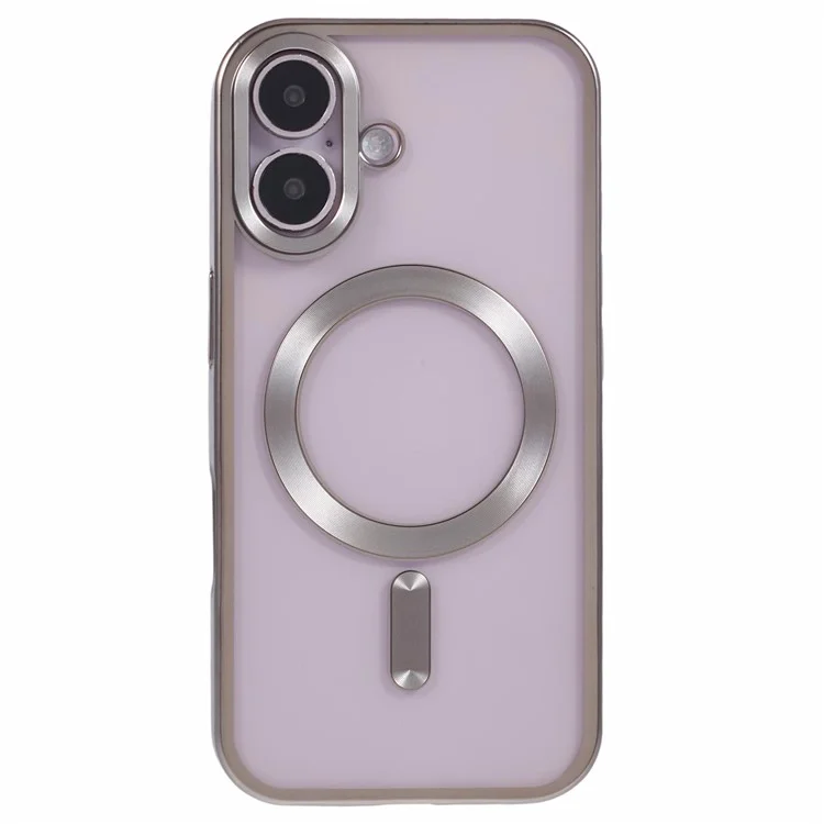 For iPhone 16 Plus Case Matte Electroplating Phone Cover Compatible with MagSafe - Titanium Grey