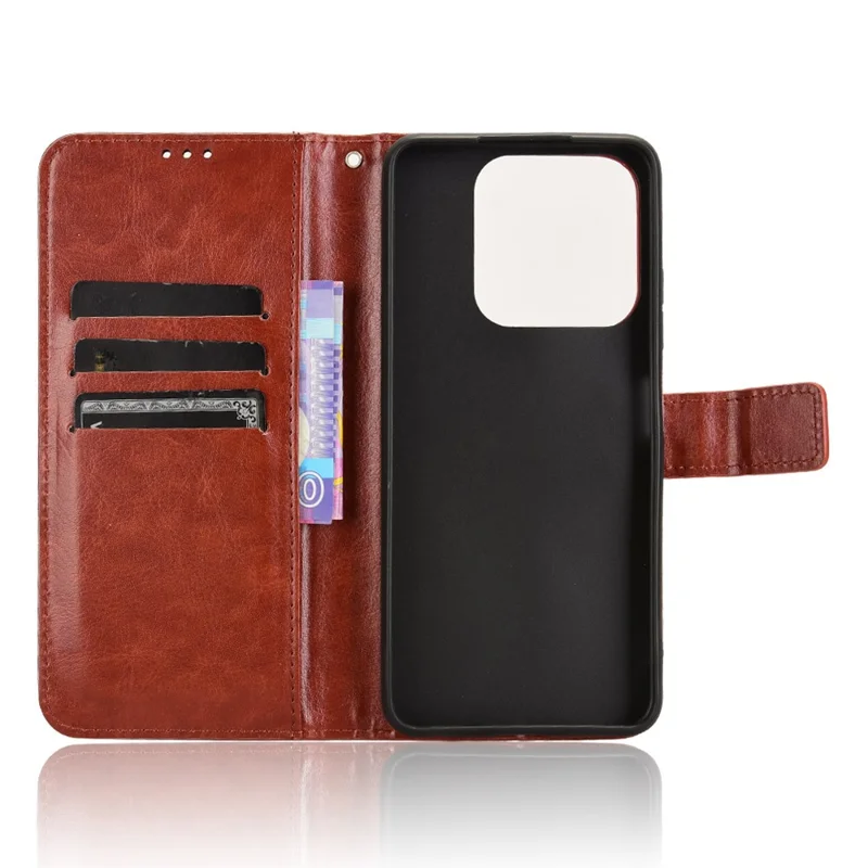 Pour ZTE Blade A75 4G Crazy Horse Texture pu Leather Phone Wallet Cover - Brun