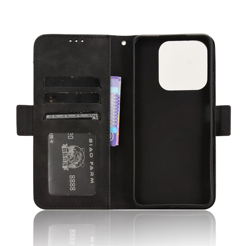 For ZTE Blade A75 4G Leather Case Phone Wallet Cover with Multiple Card Slots - Black
