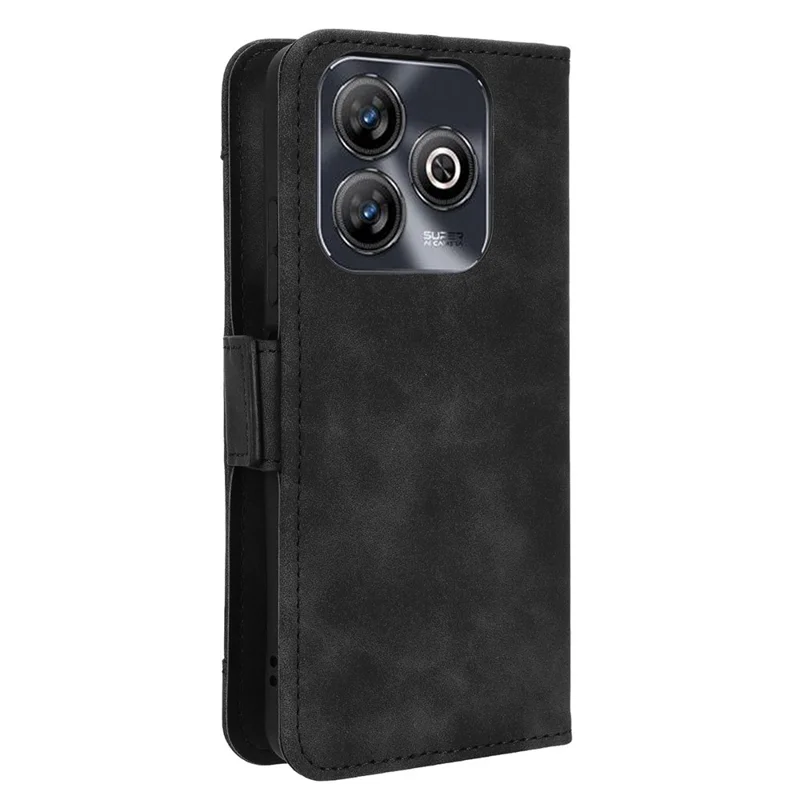 For ZTE Blade A75 4G Leather Case Phone Wallet Cover with Multiple Card Slots - Black