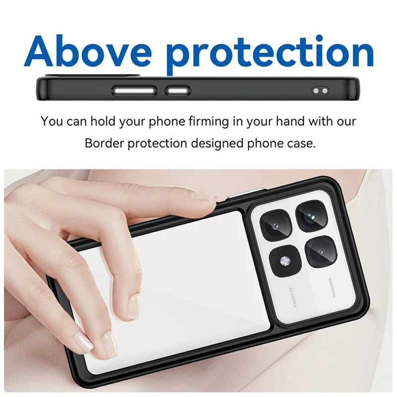 Per Xiaomi Redmi K70 Ultra Shockproof Case TPU +copertina di Telefono Trasparente Acrilico. - Nero