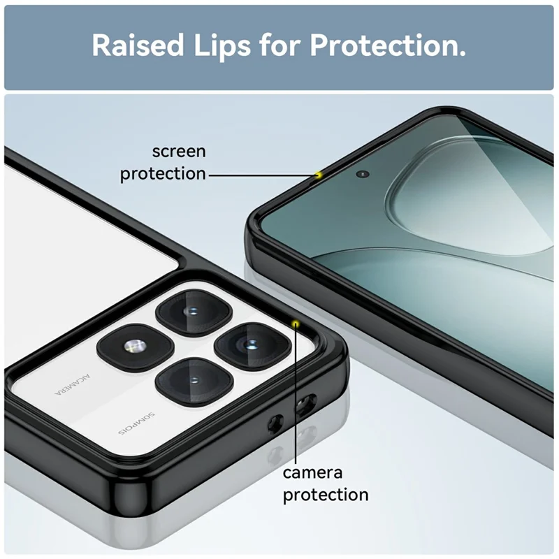 Per Xiaomi Redmi K70 Ultra Shockproof Case TPU +copertina di Telefono Trasparente Acrilico. - Nero