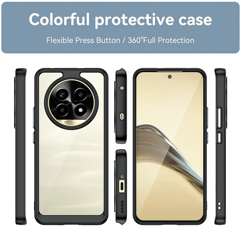Per Realme 13 Pro 5G / 13 Pro+ 5G Custodia Antiurto TPU + Custodia Protettiva in Acrilico Trasparente - Nero