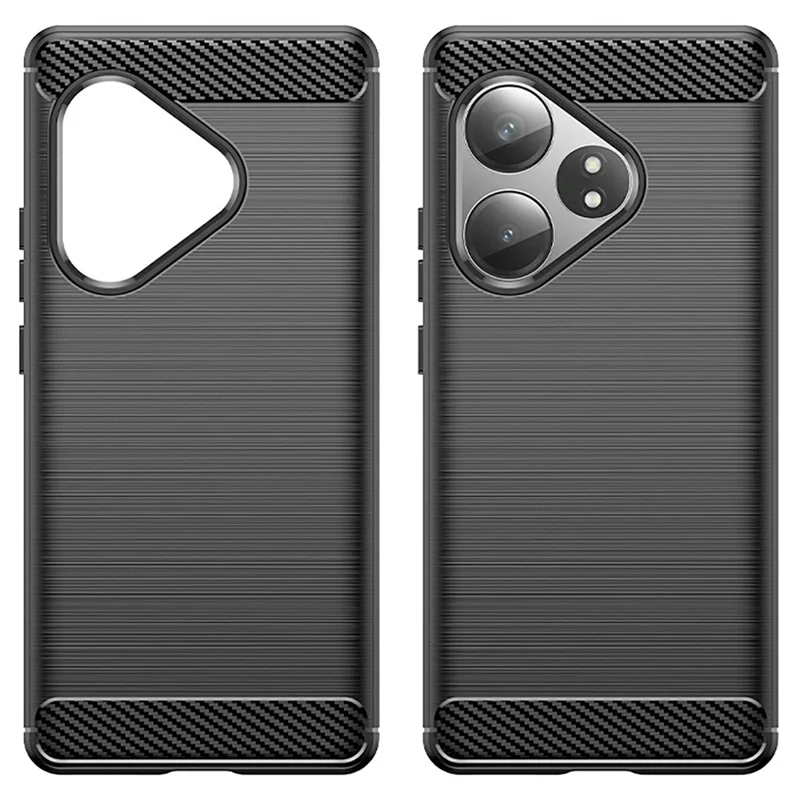 For Realme GT Neo6 5G / GT 6T 5G /  GT 6 5G Case Carbon Fiber Texture TPU Brushed Phone Cover - Black