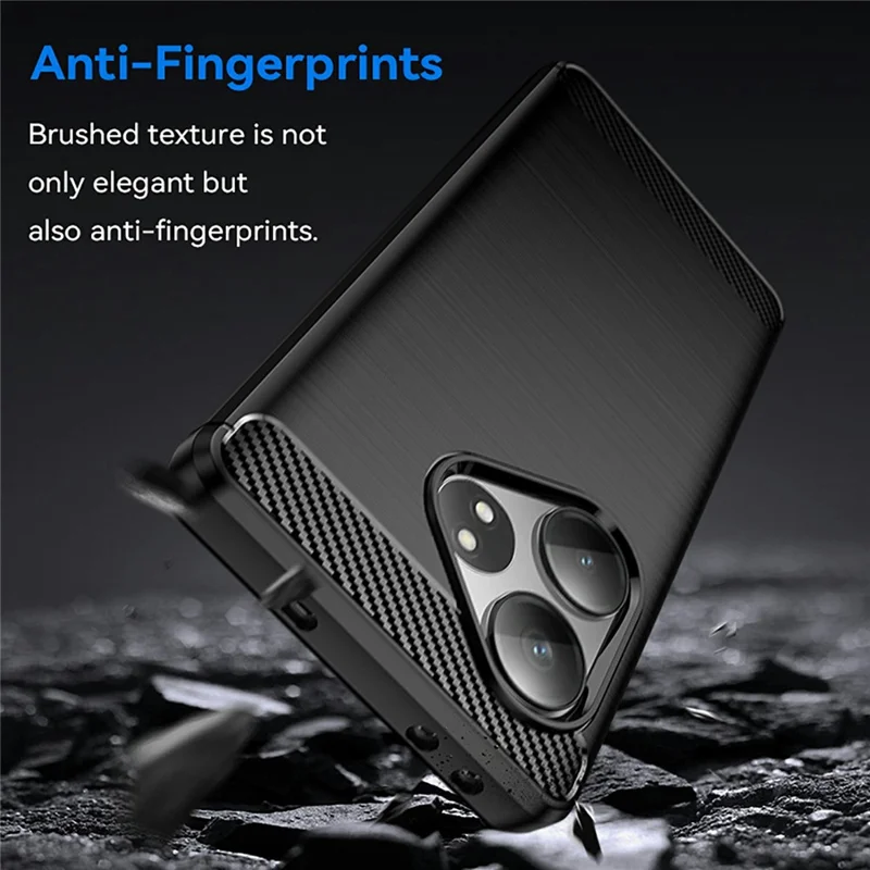 For Realme GT Neo6 5G / GT 6T 5G /  GT 6 5G Case Carbon Fiber Texture TPU Brushed Phone Cover - Black