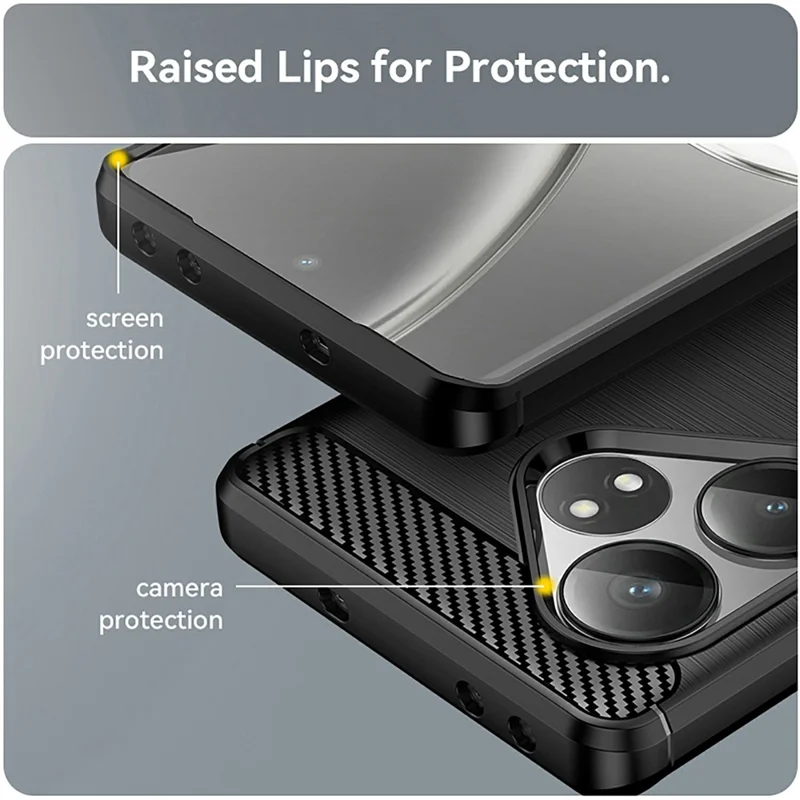 For Realme GT Neo6 5G / GT 6T 5G /  GT 6 5G Case Carbon Fiber Texture TPU Brushed Phone Cover - Black