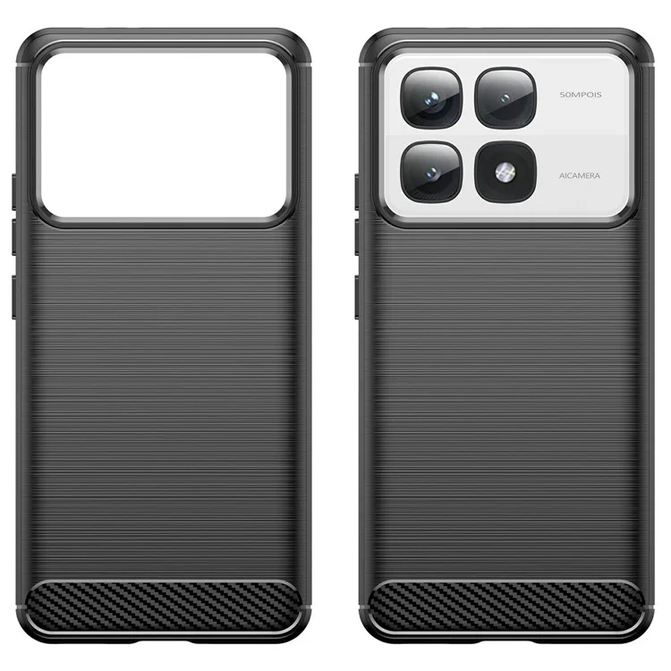 Per Xiaomi 14T Pro Case Carbon Fiber Texture TPU Brushed Phone Cover - Nero