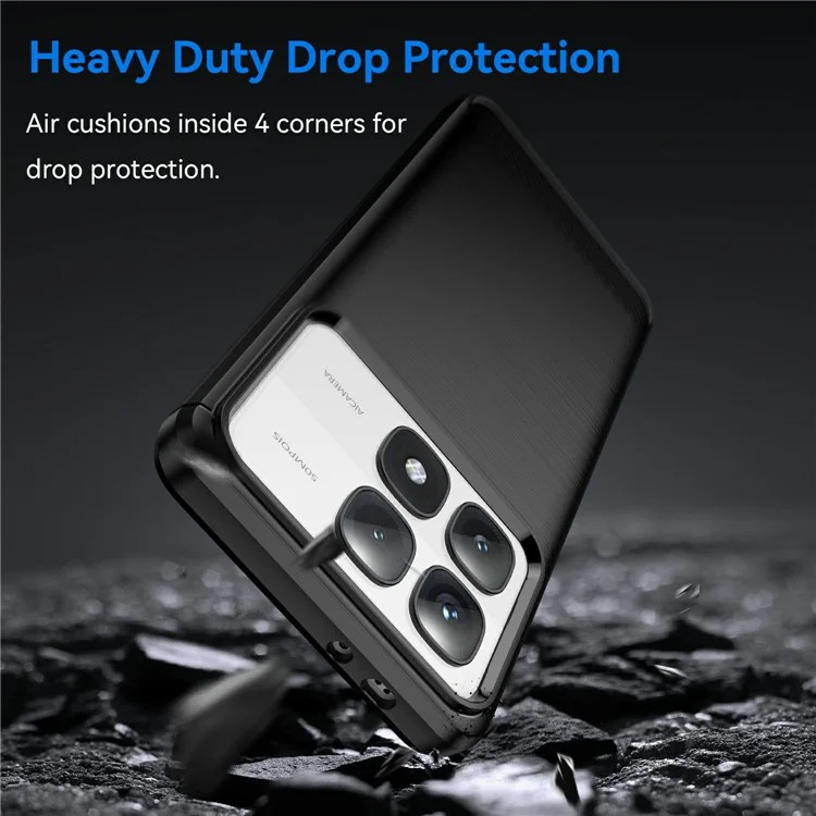 Per Xiaomi 14T Pro Case Carbon Fiber Texture TPU Brushed Phone Cover - Nero