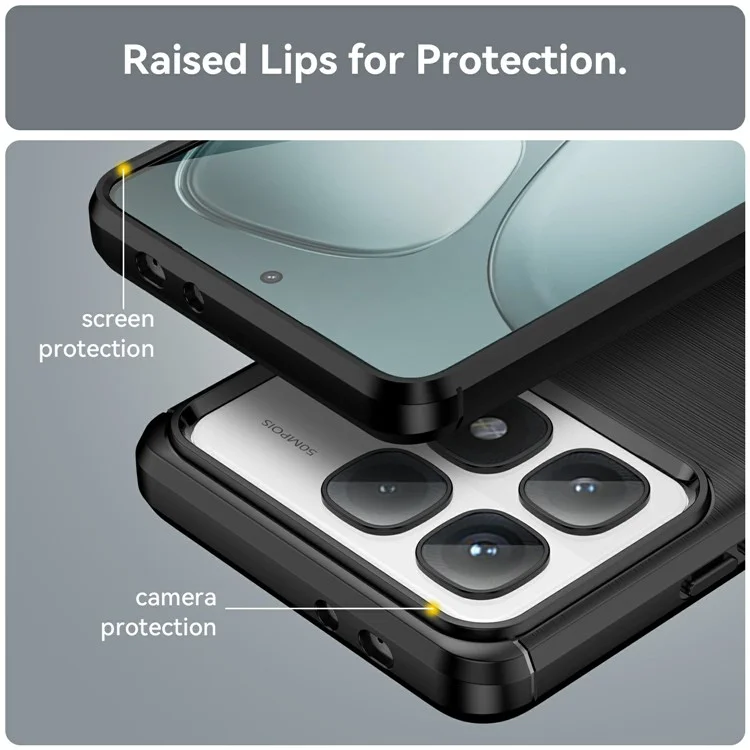 Per Xiaomi 14T Pro Case Carbon Fiber Texture TPU Brushed Phone Cover - Nero