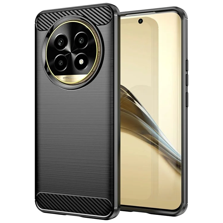 Per Realme 13 Pro 5G / 13 Pro+ 5G Custodia Texture in Fibra di Carbonio TPU Spazzolata Cover per Telefono - Nero