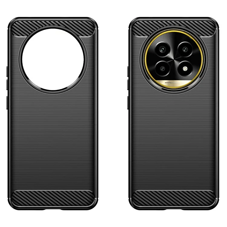 Per Realme 13 Pro 5G / 13 Pro+ 5G Custodia Texture in Fibra di Carbonio TPU Spazzolata Cover per Telefono - Nero