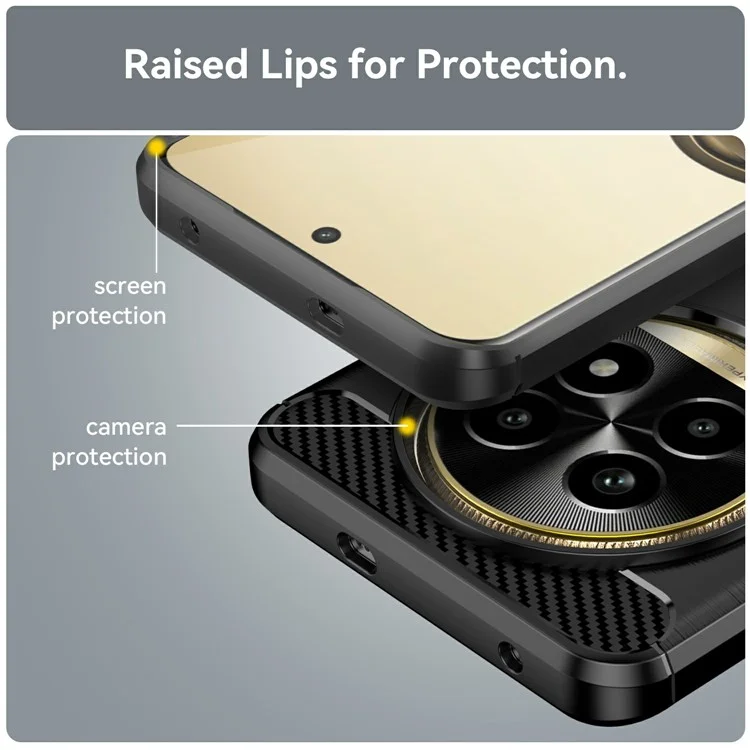 Per Realme 13 Pro 5G / 13 Pro+ 5G Custodia Texture in Fibra di Carbonio TPU Spazzolata Cover per Telefono - Nero