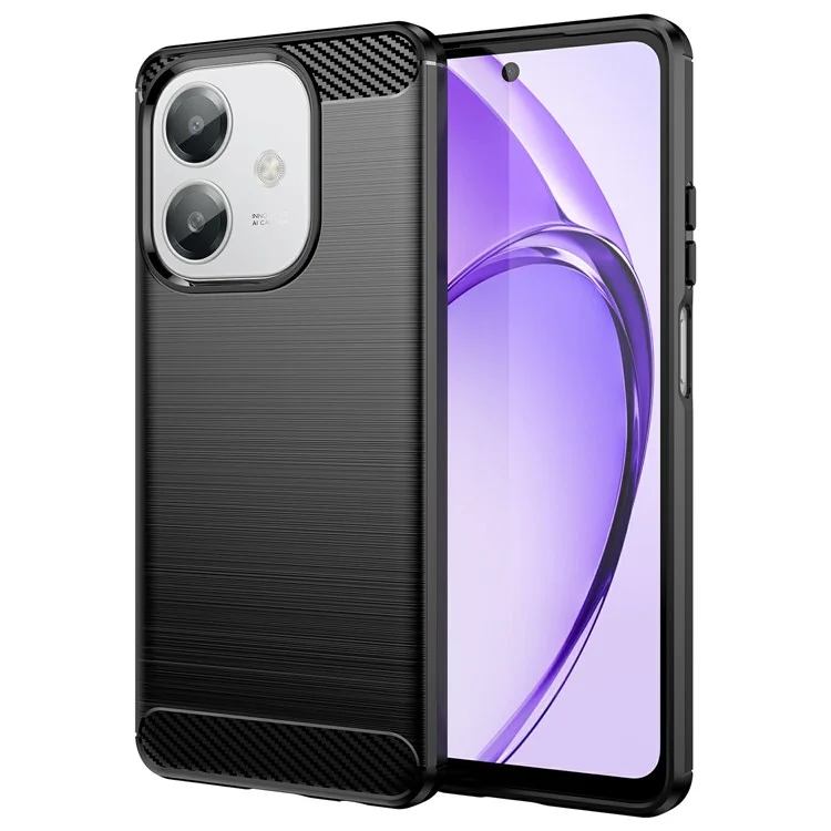 Pour Oppo A3x 4G Case Carbon Fiber Texture TPU Brosse Couverture de Téléphone - Noir