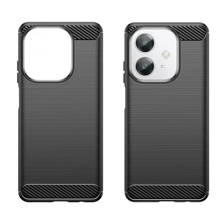 Pour Oppo A3x 4G Case Carbon Fiber Texture TPU Brosse Couverture de Téléphone - Noir