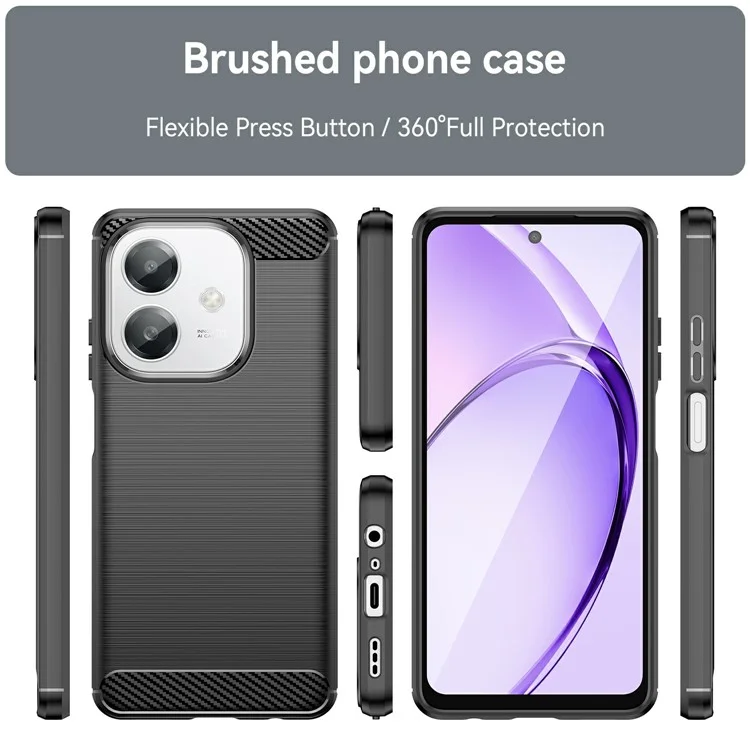 Pour Oppo A3x 4G Case Carbon Fiber Texture TPU Brosse Couverture de Téléphone - Noir