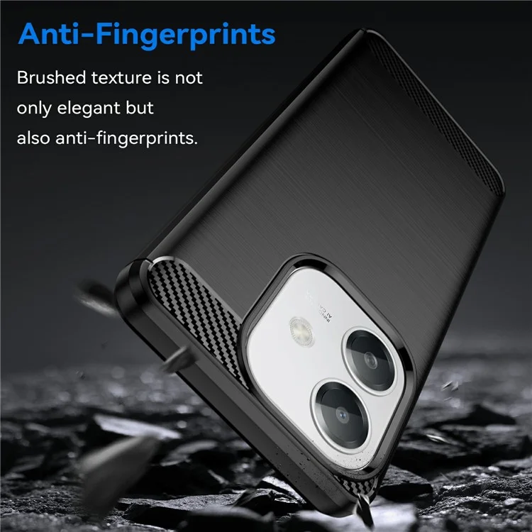 Pour Oppo A3x 4G Case Carbon Fiber Texture TPU Brosse Couverture de Téléphone - Noir