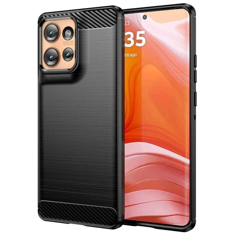 Für Motorola Edge 50 5G Case Carbon Fiber Texture TPU Brushed Phone Cover - Schwarz