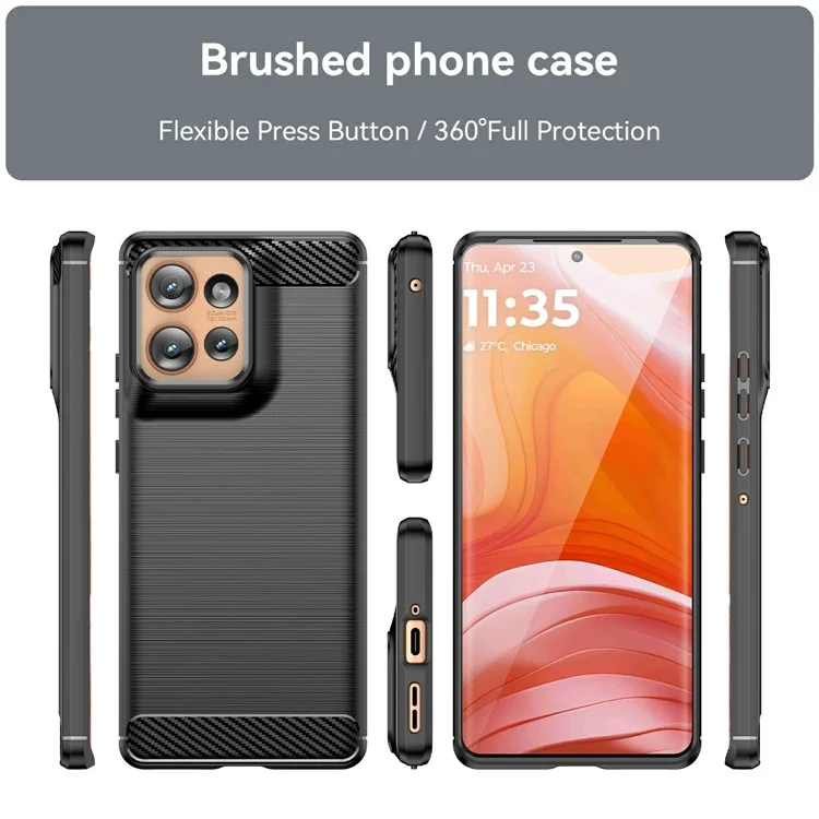 Für Motorola Edge 50 5G Case Carbon Fiber Texture TPU Brushed Phone Cover - Schwarz