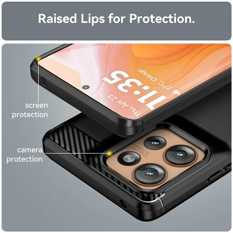 Für Motorola Edge 50 5G Case Carbon Fiber Texture TPU Brushed Phone Cover - Schwarz