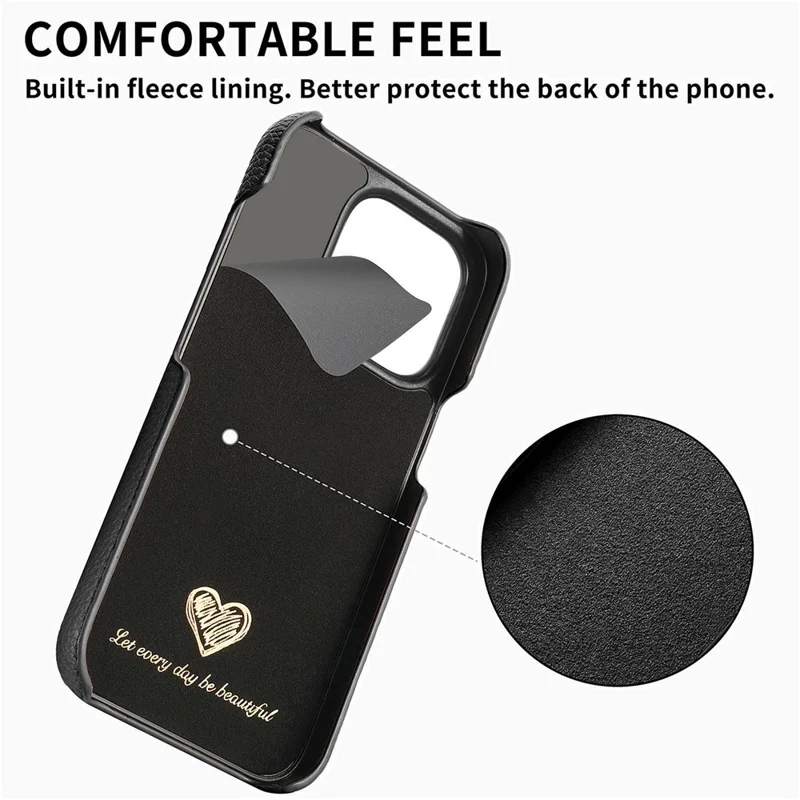 Y5 Para Iphone 16 Pro Max Case Litchi Texture Leather+TPU Slim Telep Cover - Negro