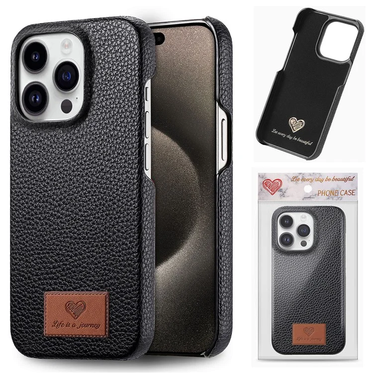 Y5 Per Iphone 16 Pro Case Litchi Texture in Pelle+copertina Telefonica Slim Tpu - Nero