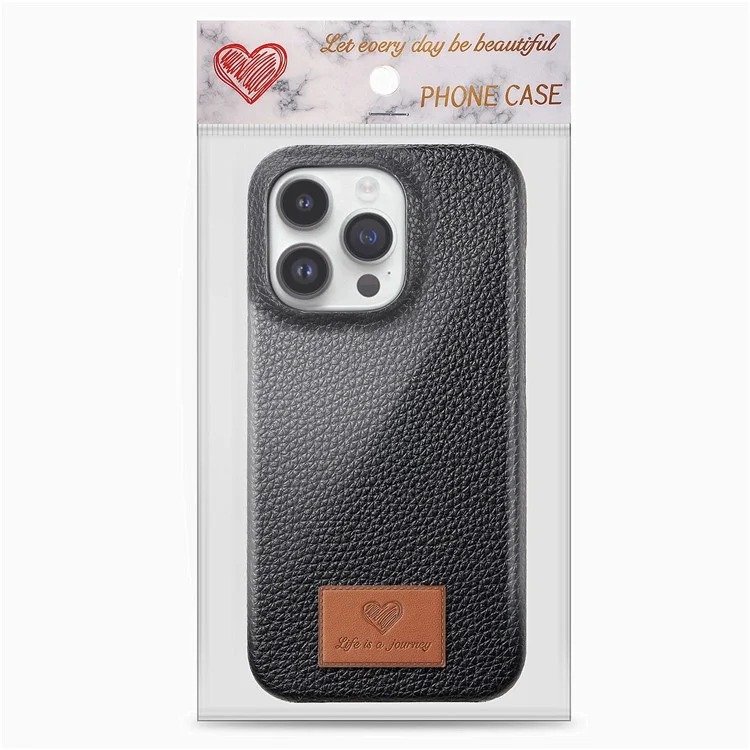 Y5 Per Iphone 16 Pro Case Litchi Texture in Pelle+copertina Telefonica Slim Tpu - Nero