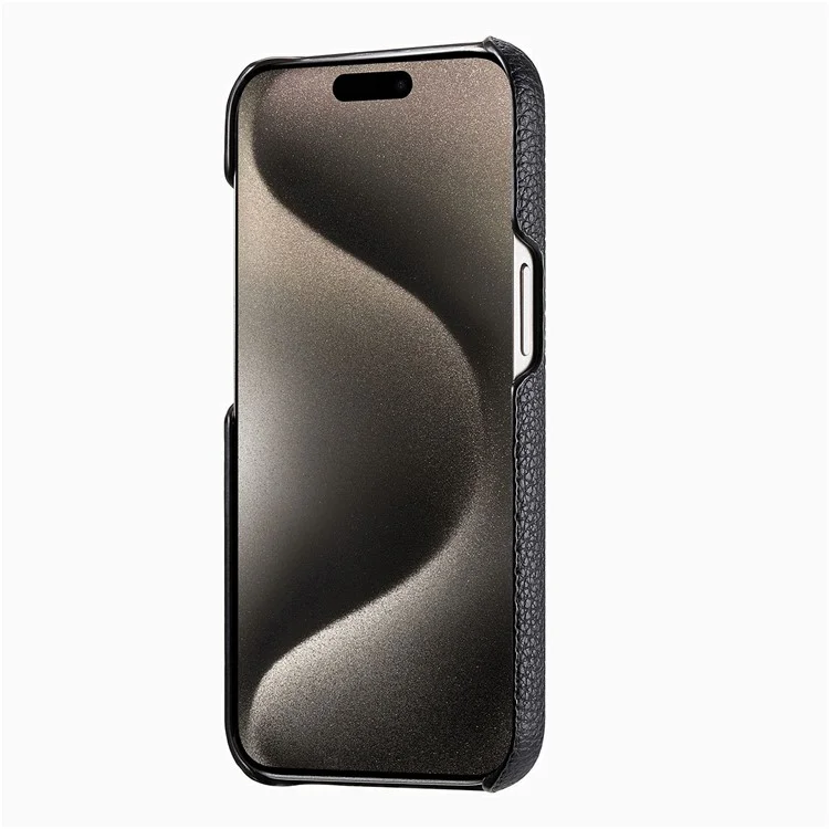 Y5 Per Iphone 16 Pro Case Litchi Texture in Pelle+copertina Telefonica Slim Tpu - Nero