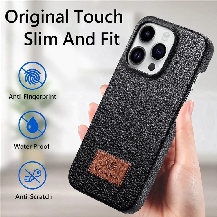 Y5 Per Iphone 16 Pro Case Litchi Texture in Pelle+copertina Telefonica Slim Tpu - Nero