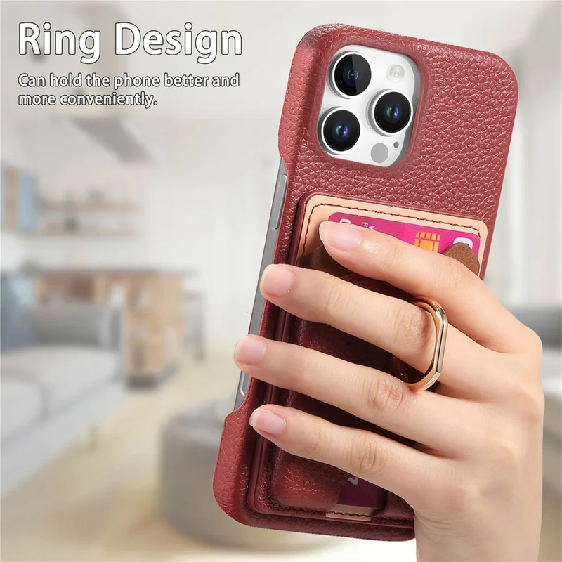 Y6 For iPhone 16 Pro Max Case Cute Bear Design PU Leather+TPU Card Holder Phone Cover - Red
