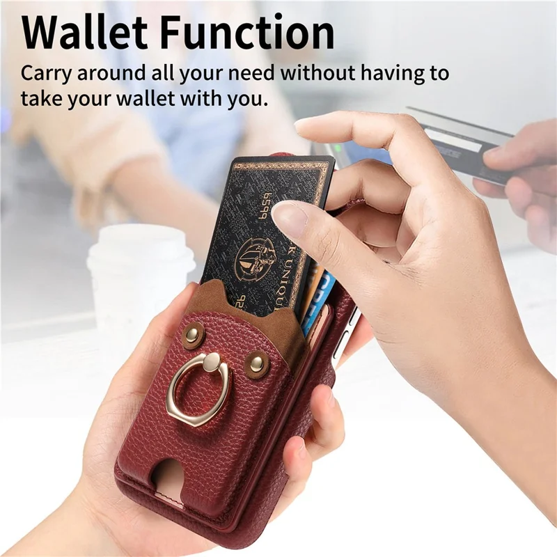 Y6 For iPhone 16 Pro Max Case Cute Bear Design PU Leather+TPU Card Holder Phone Cover - Red