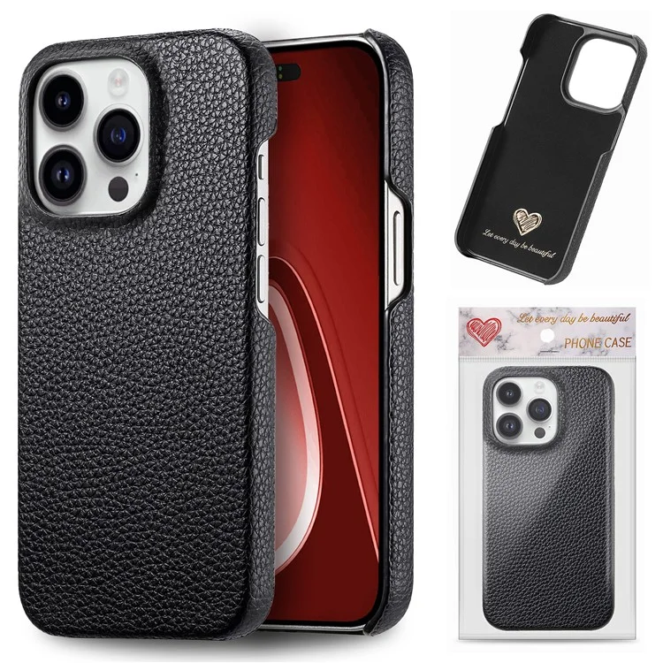 Y1 Per Iphone 16 Pro Case Shock -shock Affrotta di Litchi Texture in Pelle+copertina Per Telefono pc - Nero
