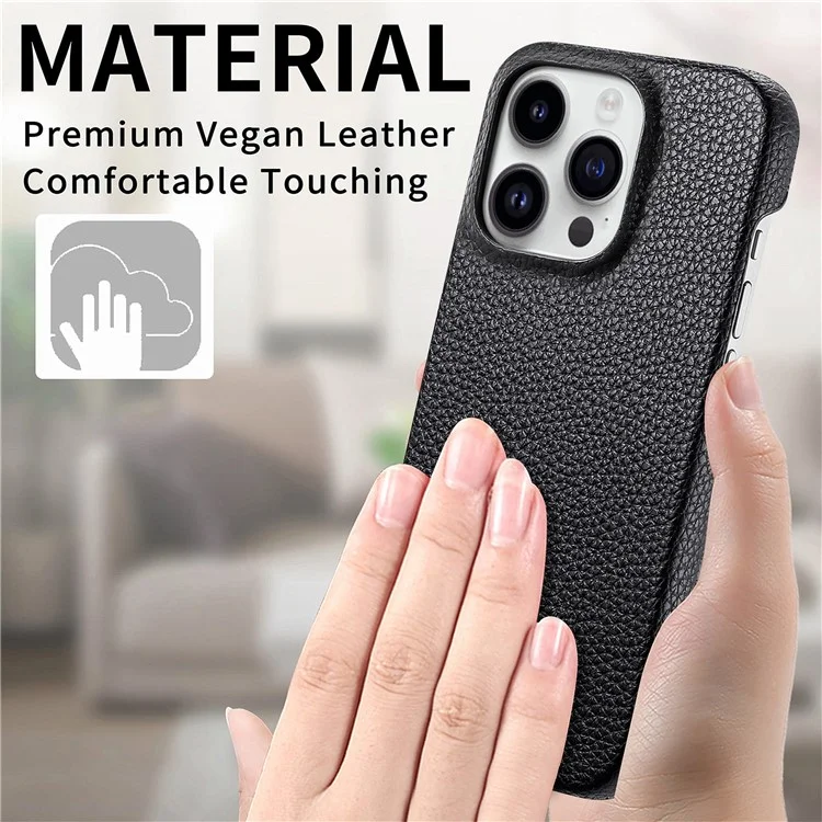 Y1 Per Iphone 16 Pro Case Shock -shock Affrotta di Litchi Texture in Pelle+copertina Per Telefono pc - Nero
