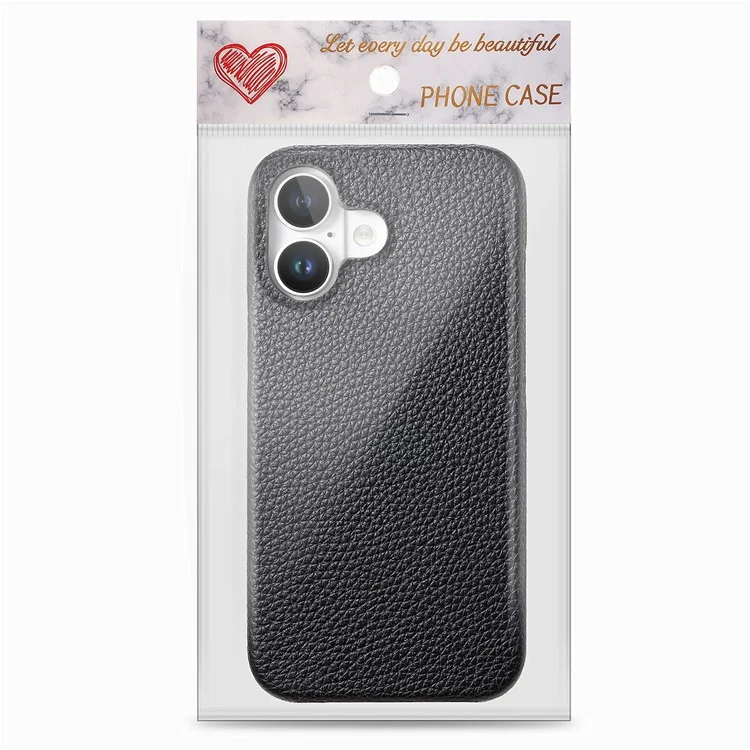 Y1 Per Iphone 16 Plus Case Shock -shock Litchi Texture in Pelle+coperchio Per Telefono pc - Nero