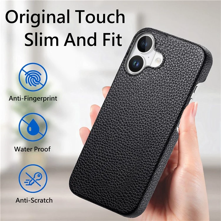 Y1 Per Iphone 16 Plus Case Shock -shock Litchi Texture in Pelle+coperchio Per Telefono pc - Nero