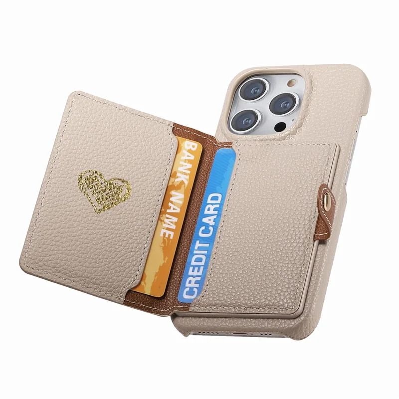 Y4 Para Iphone 16 Pro Max Case Zipper Pocket Leather+tpu Telep Sporter Tope Sporter Kickstand - Caqui