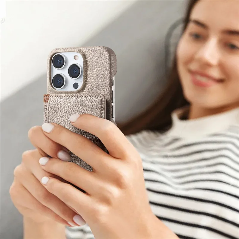 Y4 Для Iphone 16 Pro Case Zipper Pocket Leather+tpu Cay Cover Holder Card - Хаки
