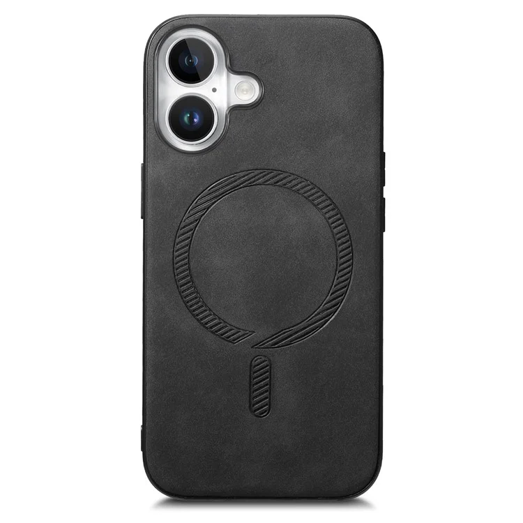 B1 For iPhone 16 Plus Leather Back Case Compatible with MagSafe Skin-Touch Phone Cover - Black
