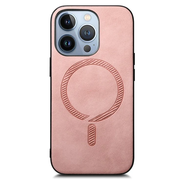B1 Für iPhone 16 Pro Leder Rückseite Hülle Kompatibel mit MagSafe Skin-Touch Handyhülle - Pink