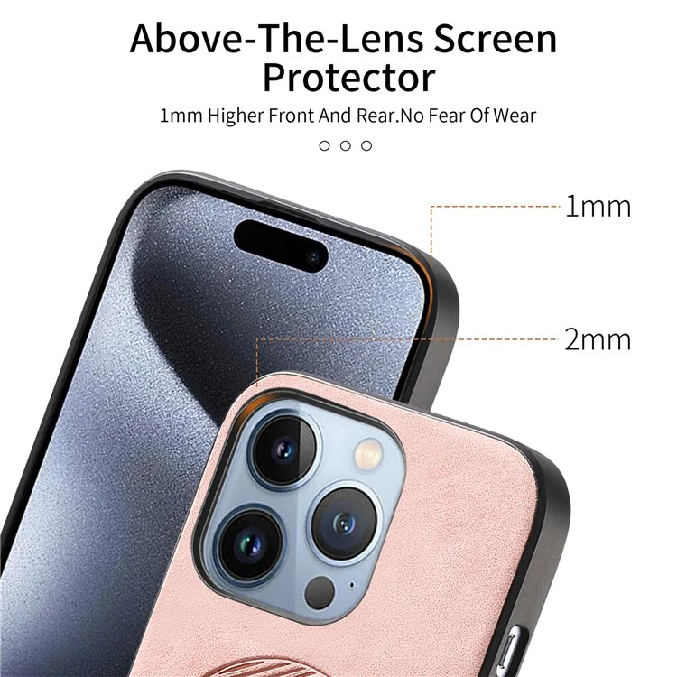 B1 Für iPhone 16 Pro Leder Rückseite Hülle Kompatibel mit MagSafe Skin-Touch Handyhülle - Pink