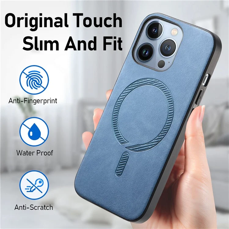 B1 Für iPhone 16 Pro Leder Rückseite Hülle Kompatibel mit MagSafe Skin-Touch Handyhülle - Pink